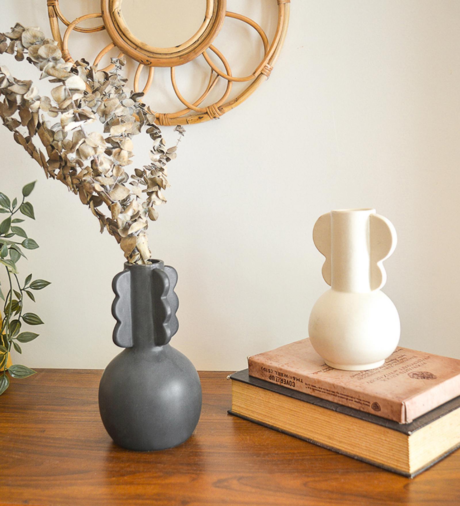 Buy Black & White stoneware Modern Table Vases (Set of 2) By hollyhock