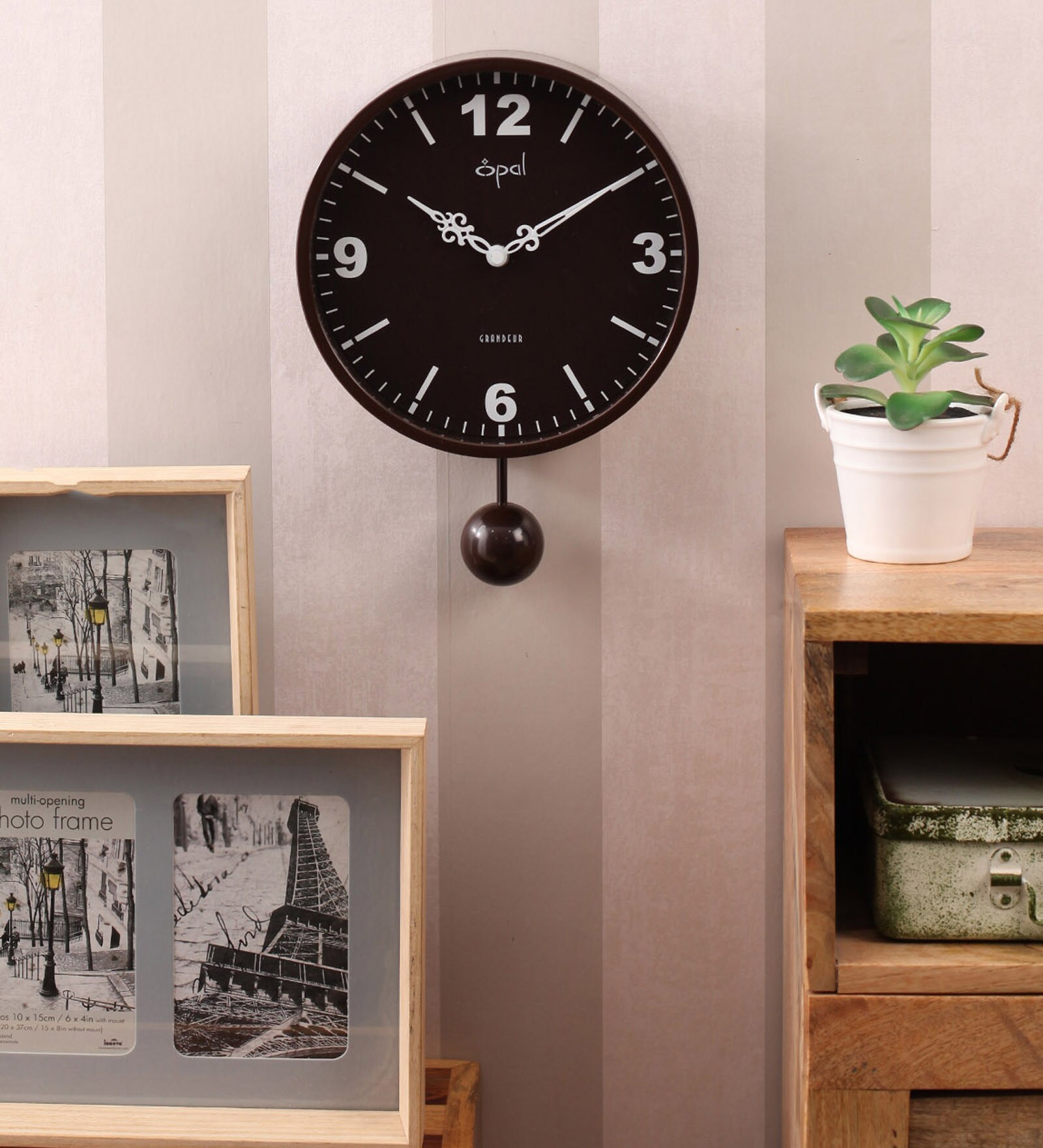 Buy Designer Brown Pendulum Wall Clock by Opal Online Modern Wall