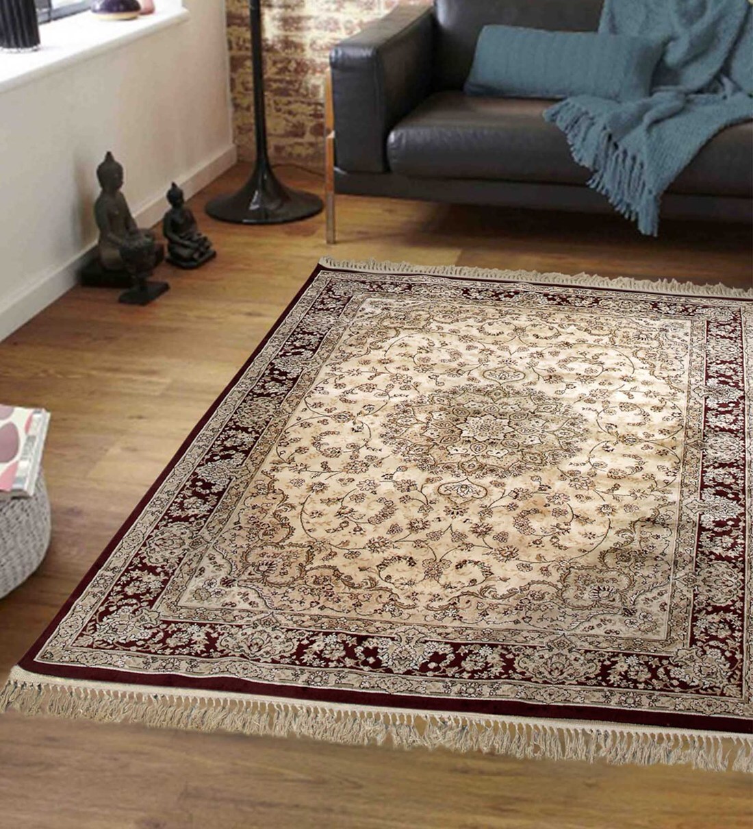 Buy Beige Persian Viscose 5 ft x 7 ft Machine Made Carpet by Obsessions
