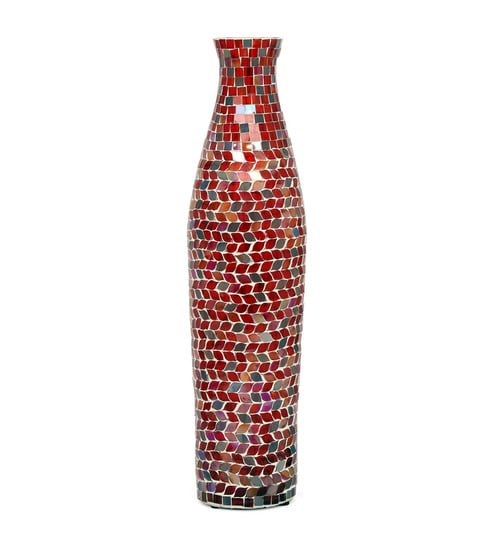 Buy Orange Mosaic Leafy Bottle Glass Vase By Home Online Floor