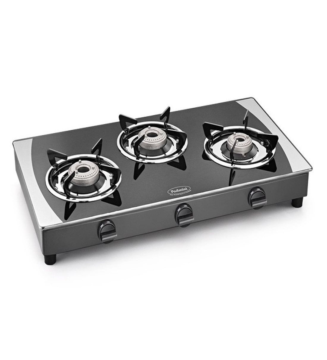 Buy Padmini 3 Alloy Burners Manual Glass Gas Stove (Model No 4 GT Prima) Online Gas Stoves