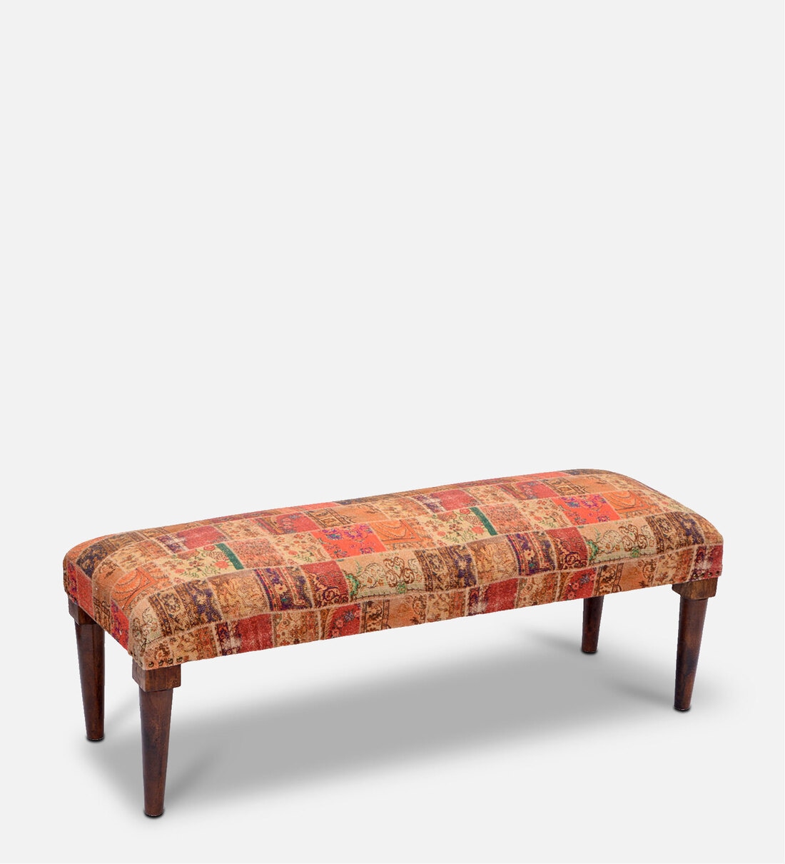Buy Patchwork Printed Fabric Upholstered Bench In Multi Colour at 22