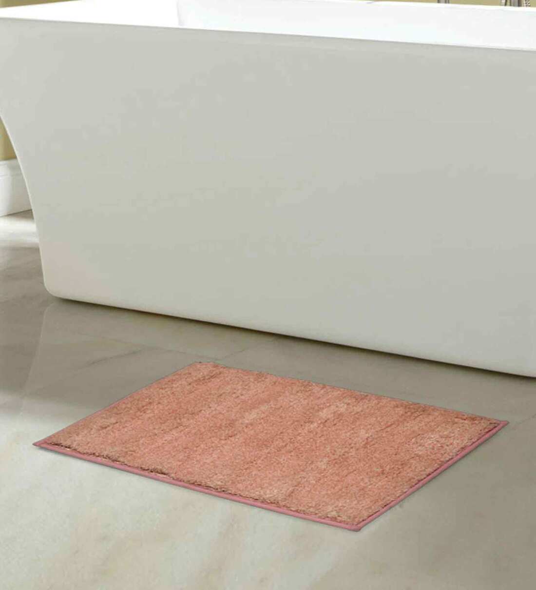 Buy Peach Solid Polyester 24x16 Inches Max Absorbant Bath Mat By home