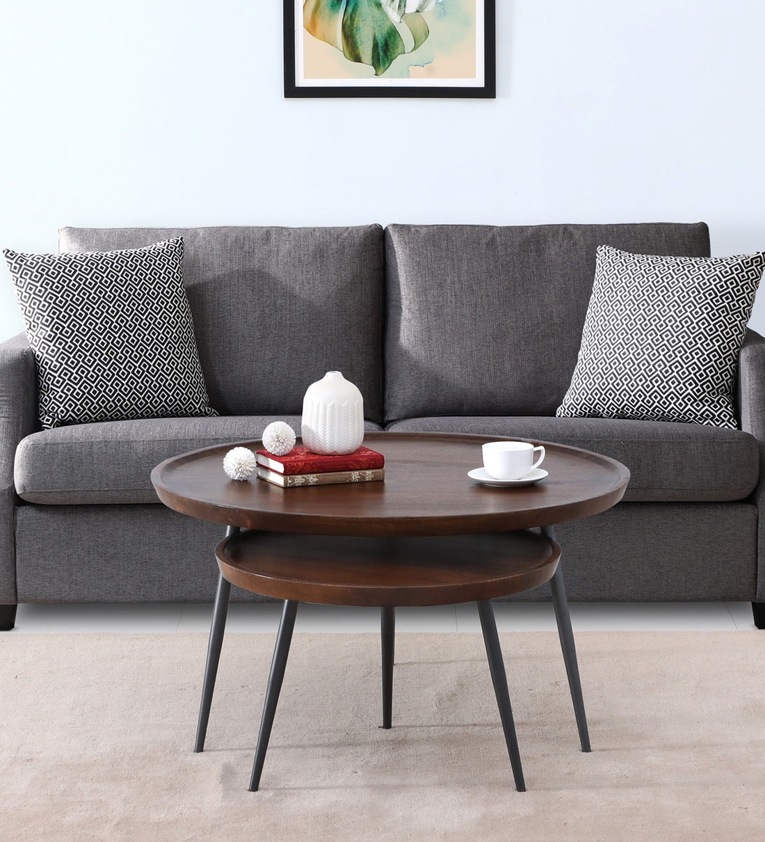 Buy Pencil Solid Wood Nest Of Coffee Table in Natural Finish at 100