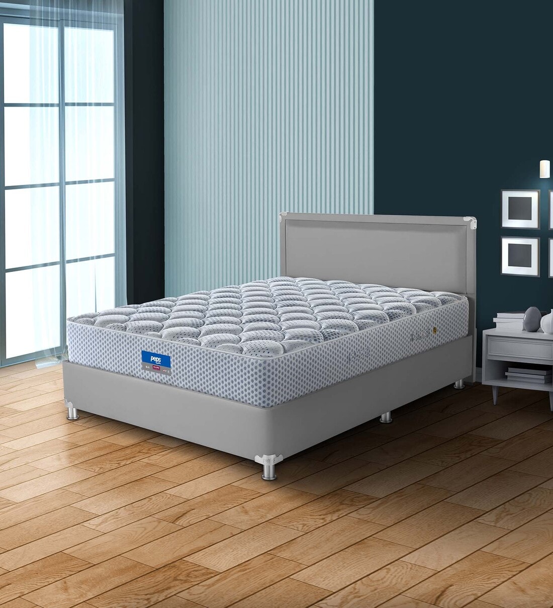 Buy Allura 8 inch Pocketed Spring Queen Size Mattress in Grey Colour at
