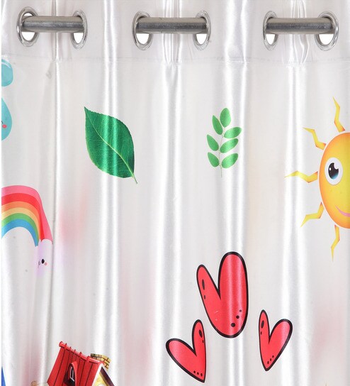 Buy Pencil Window Curtains In White Colour Set Of 2 By Cortina