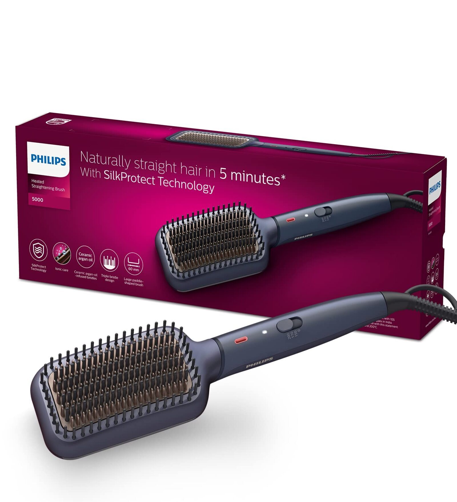 Buy Philips Bhh Heated Straightening Brush With Thermoprotect Technology Wine At Off By