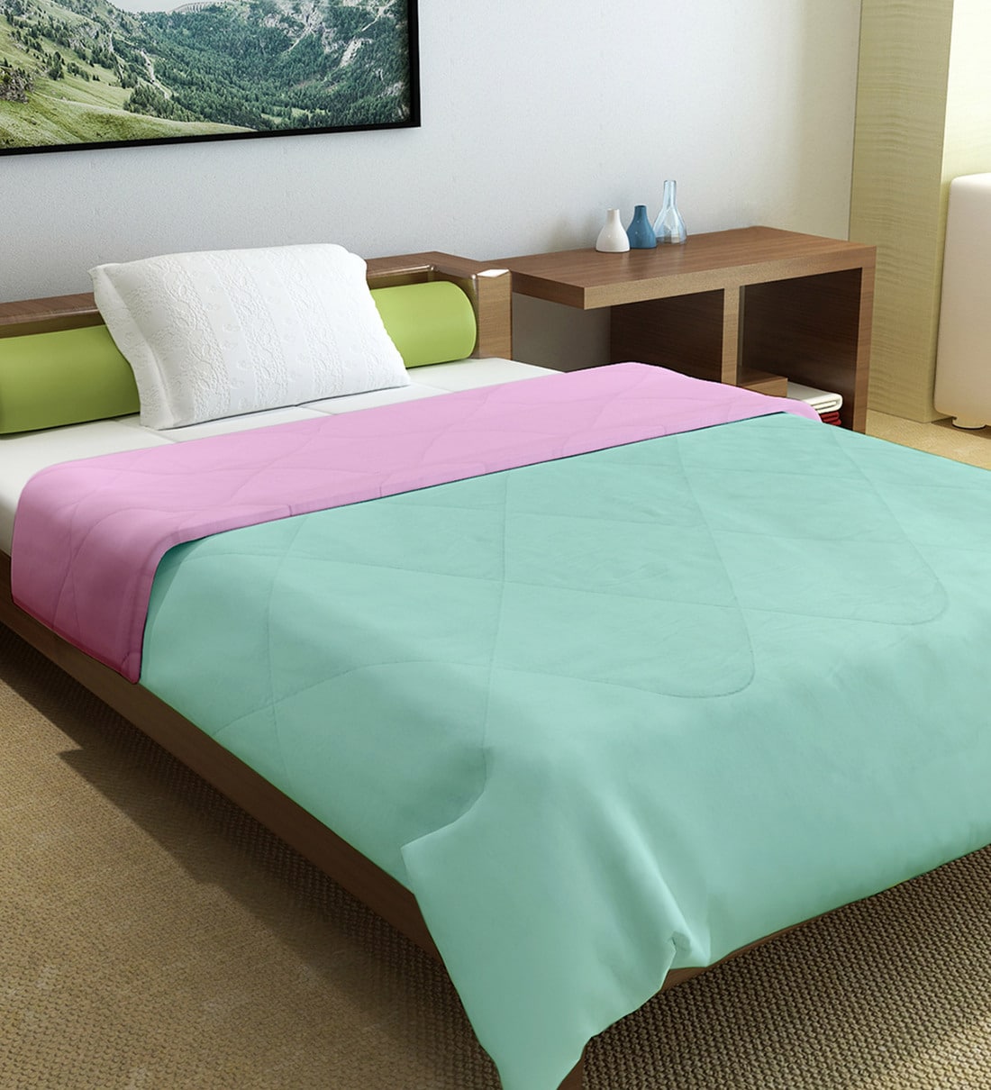 Buy Pink Polyester 150 AC Room Single Bed Comforter by Divine Casa ...