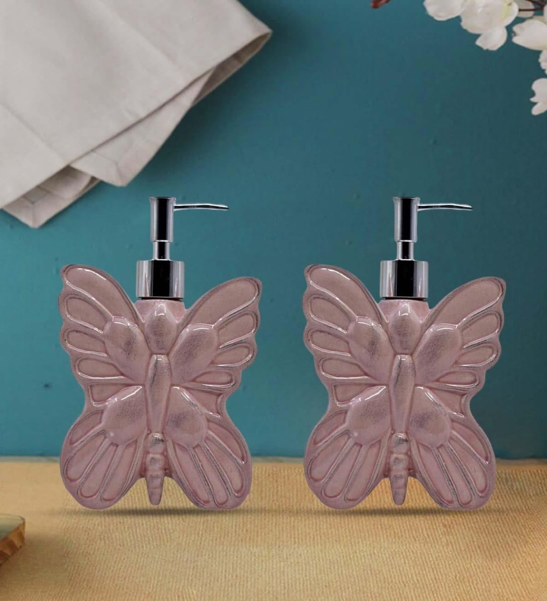 Buy Pink 300 ml Ceramic Liquid Soap Dispenser (Set of 2) by Kookee at 20 OFF by Kookee Pepperfry