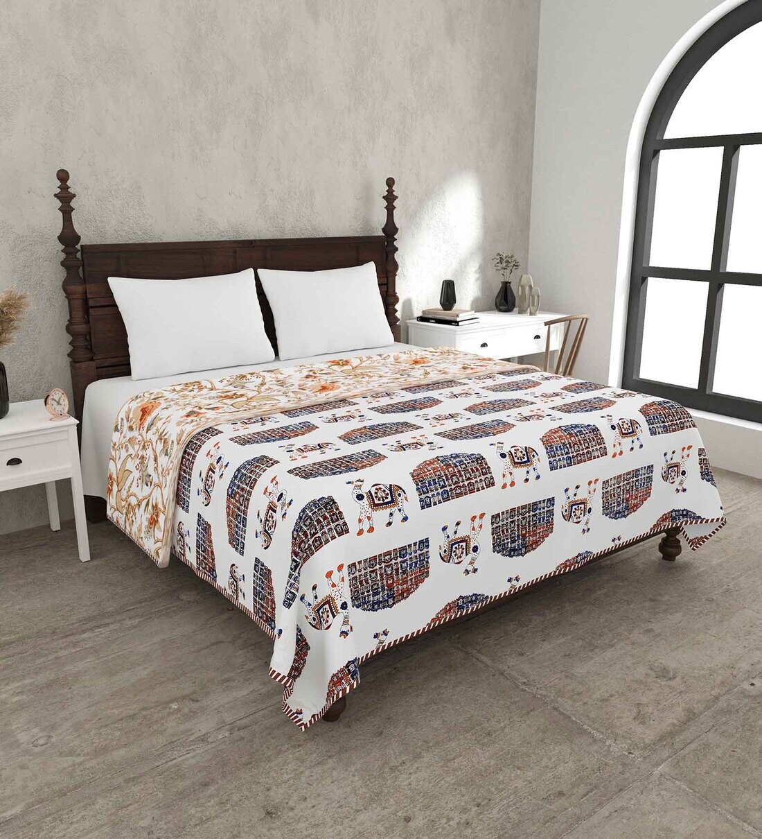 Buy Orange Cotton Traditional 200 GSM Double Bed Dohar by Jaipur Fabric at 40 OFF by Jaipur