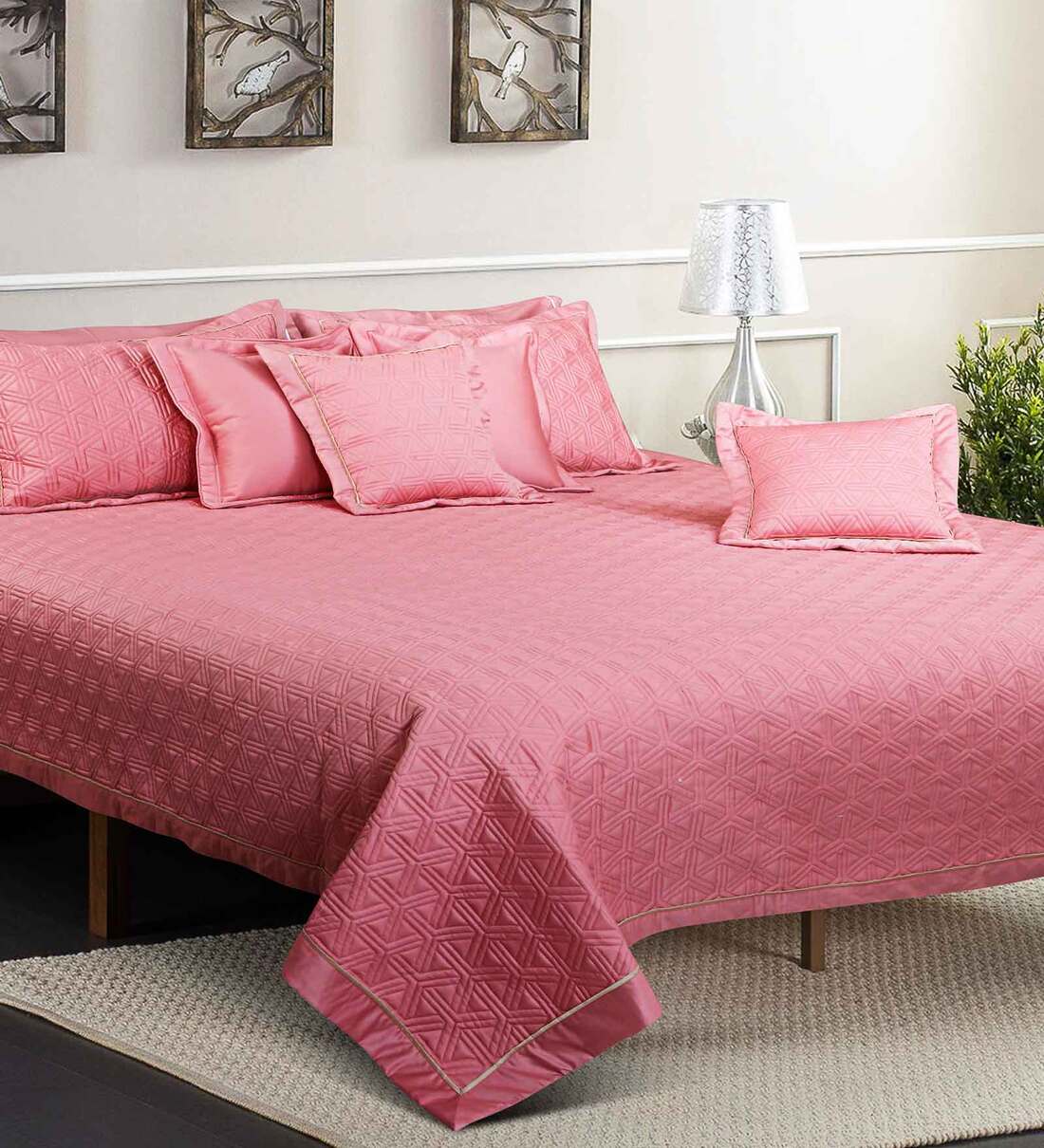 buy-pink-solid-300-tc-cotton-quilted-double-bed-cover-with-2-pillow