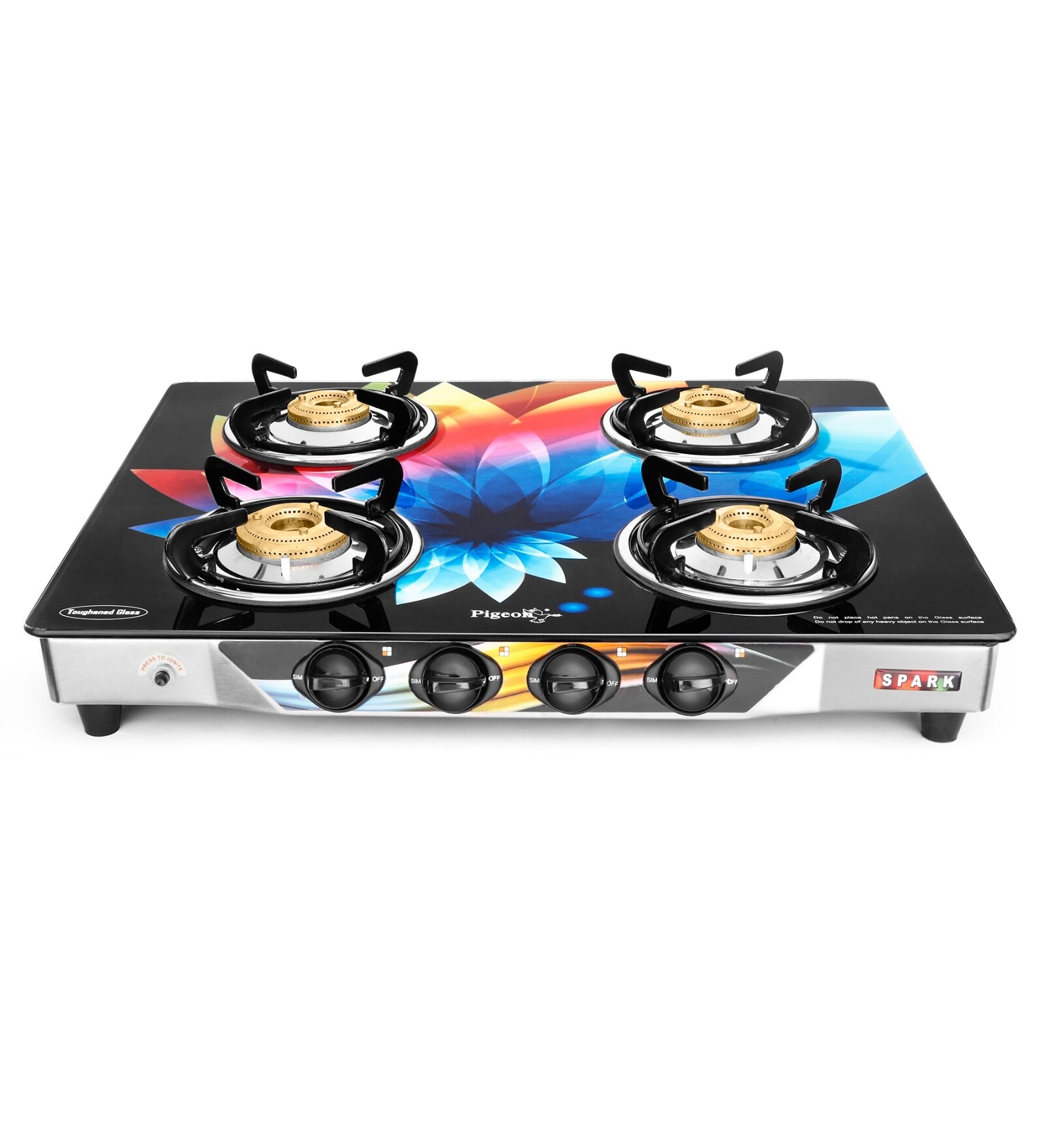 Buy Pigeon 4 Brass Burners Automatic Glass Gas Stove (Model No 916