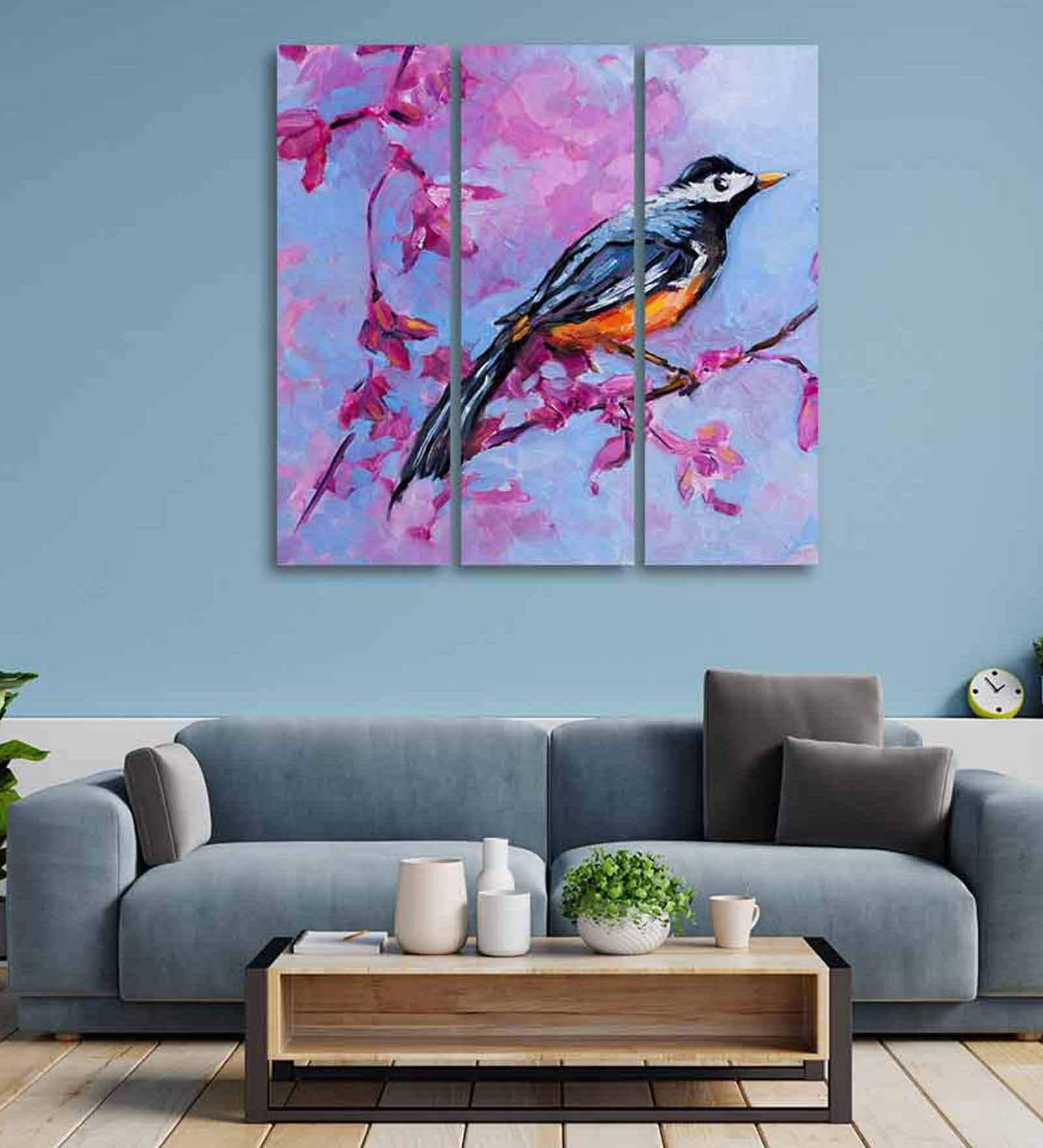 Buy Pink Bird With Nature Canvas Wall Painting By VibeCrafts at 51% OFF ...