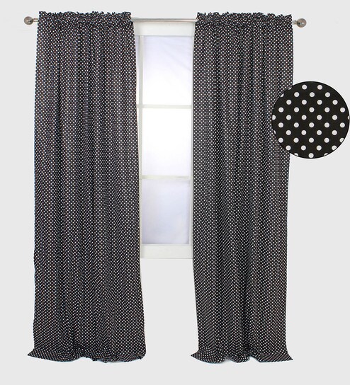 Buy Pin Dots Single Window Curtain In Black Kids Curtains