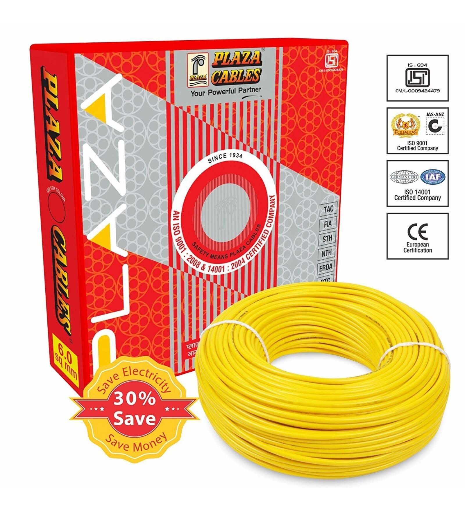 Buy Plaza 1.5 Sq. mm PVC & Copper Insulated Electrical Wire Online ...