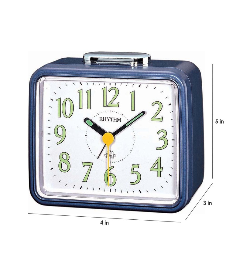 Navy Blue Plastic Alarm Clock By Rhythm - 