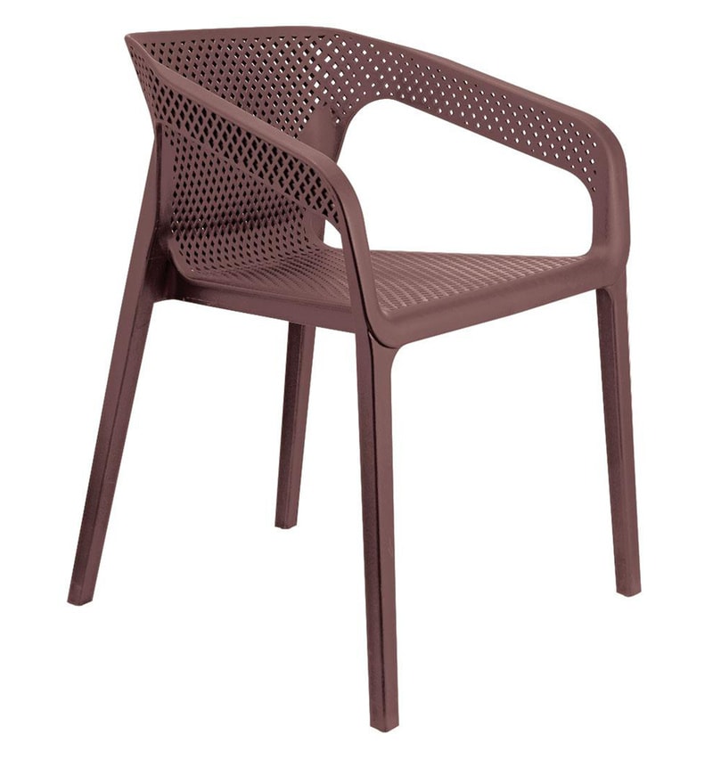 Buy Plastic Chair with Armrest In Brown Colour By Finch Fox Online