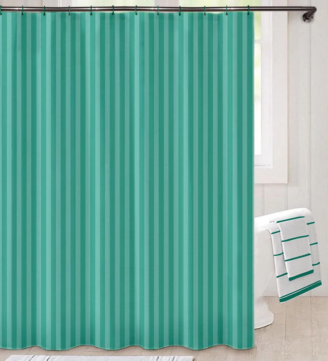 Buy Green Shower Polyester 7 Ft Semisheer Eyelet Shower Curtain by