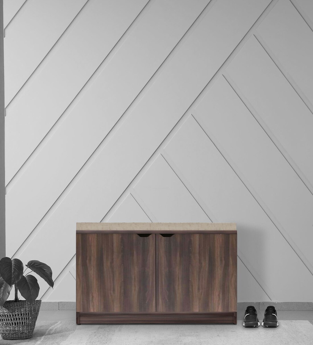 Buy Poppy Shoe Rack with Seating in Wyoming Maple Finish Online Shoe