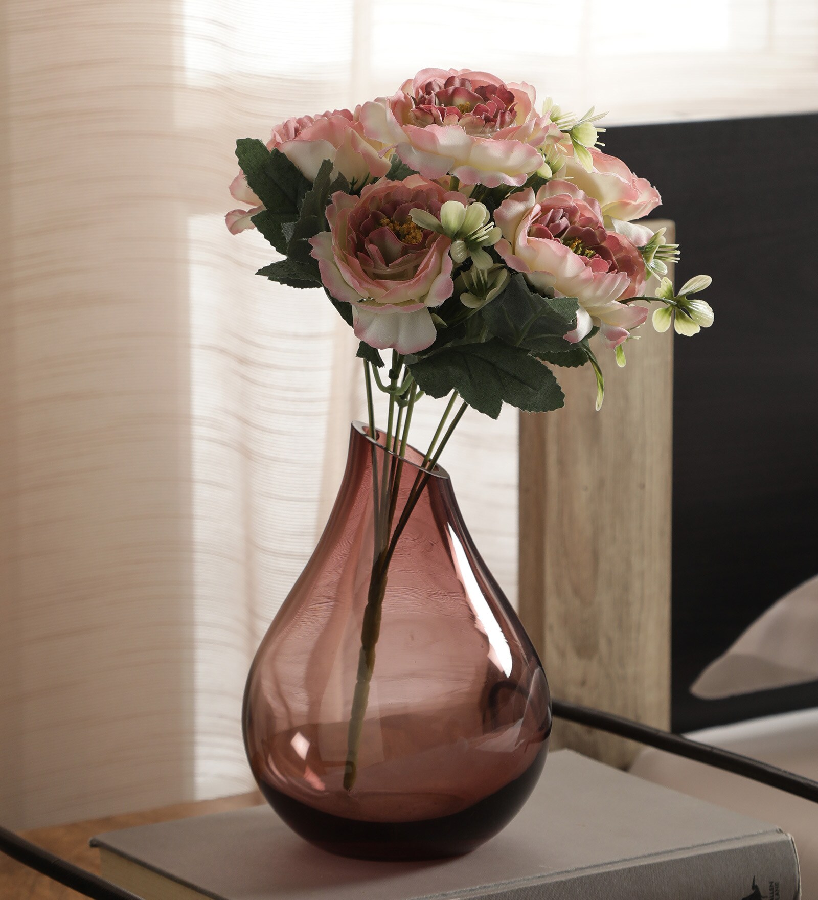 Buy Pink Fabric Peony Bunch Artificial Flowers Online Artificial