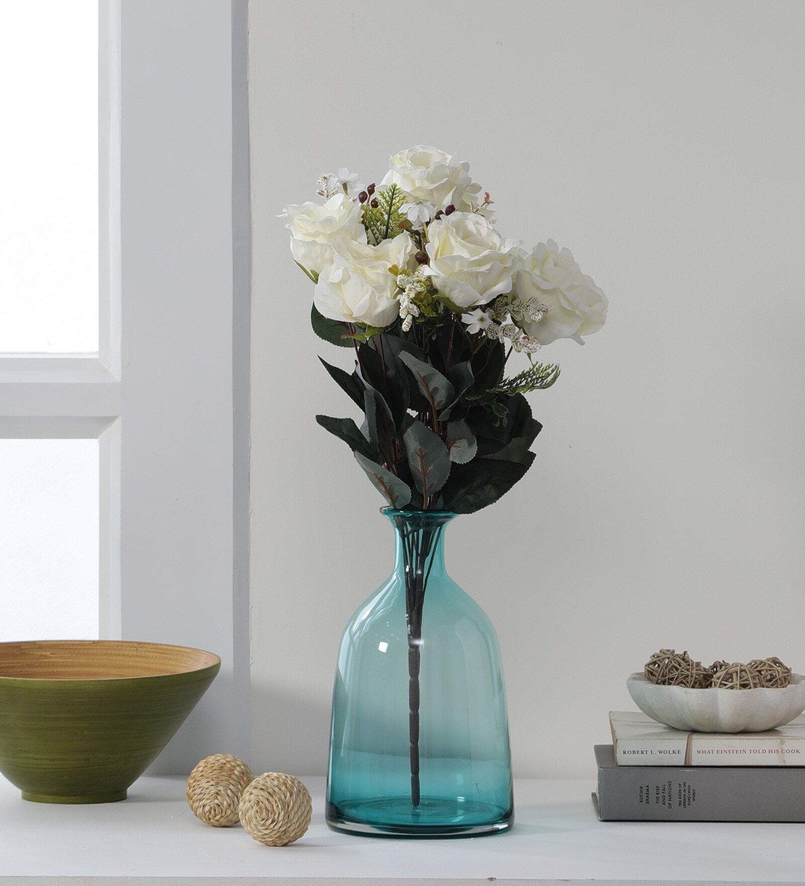 Buy White Fabric Splendacious Rose Bunch Artificial Flowers Online Artificial Flowers