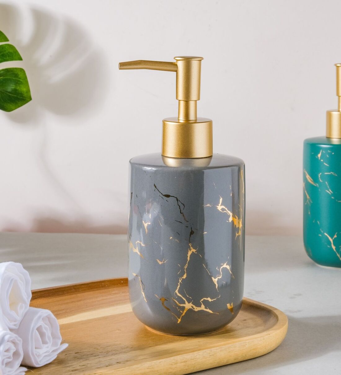 Buy Premium Grey & Gold Splash Ceramic Luxury Bathroom Dispensers ...