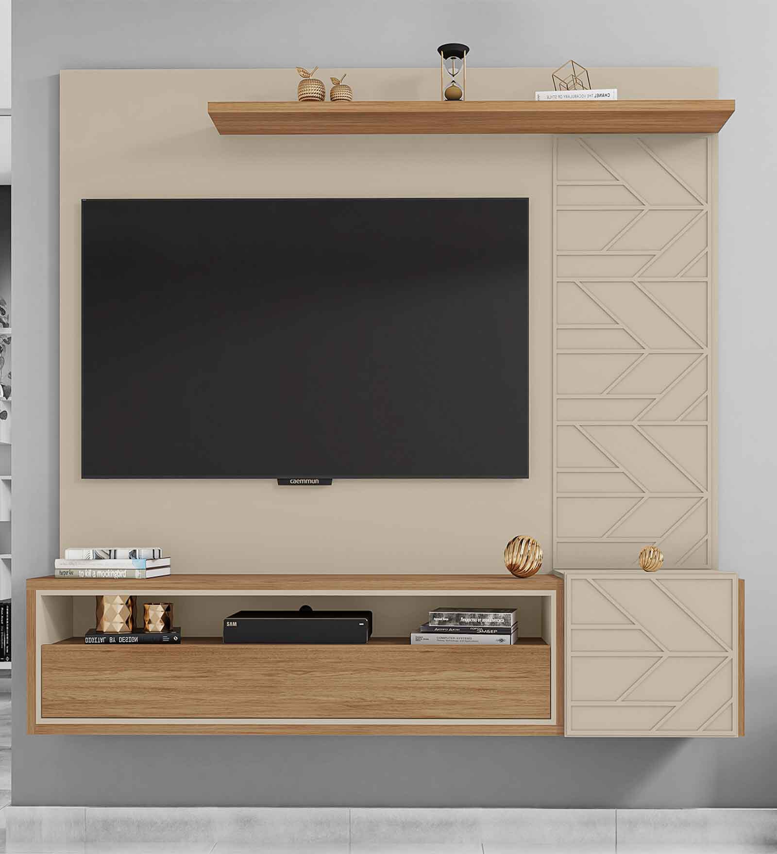 Buy Prisma TV Unit in Off White & Buriti Finish for TVs up to 65\ Online -  TV Units - TV Units - Furniture - Pepperfry Product