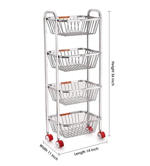 Buy Stainless Steel Kitchen Trolley 14 X 11 Inches By Priya Online