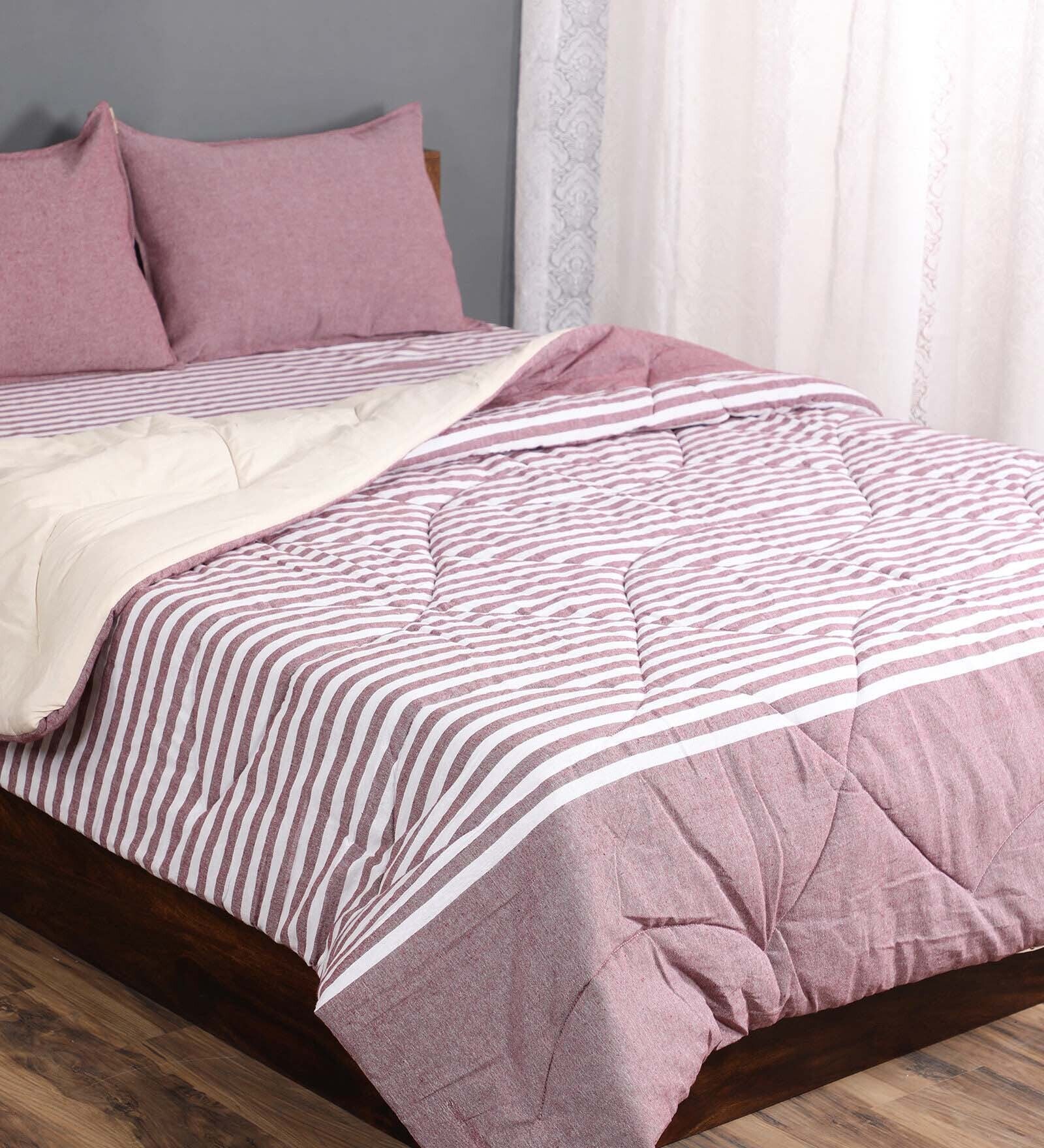 Buy Purple Geometric 210 TC Cotton (Set of 4) Double Bed Bedding Sets