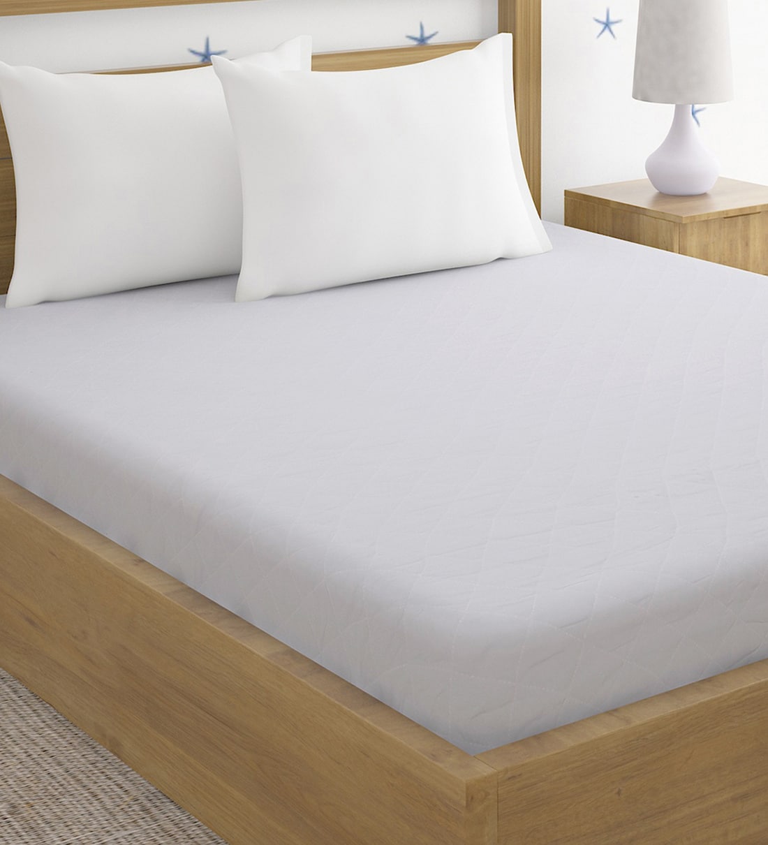 Buy Quilted (78x72) Cotton King Size Mattress Protector in Grey Colour