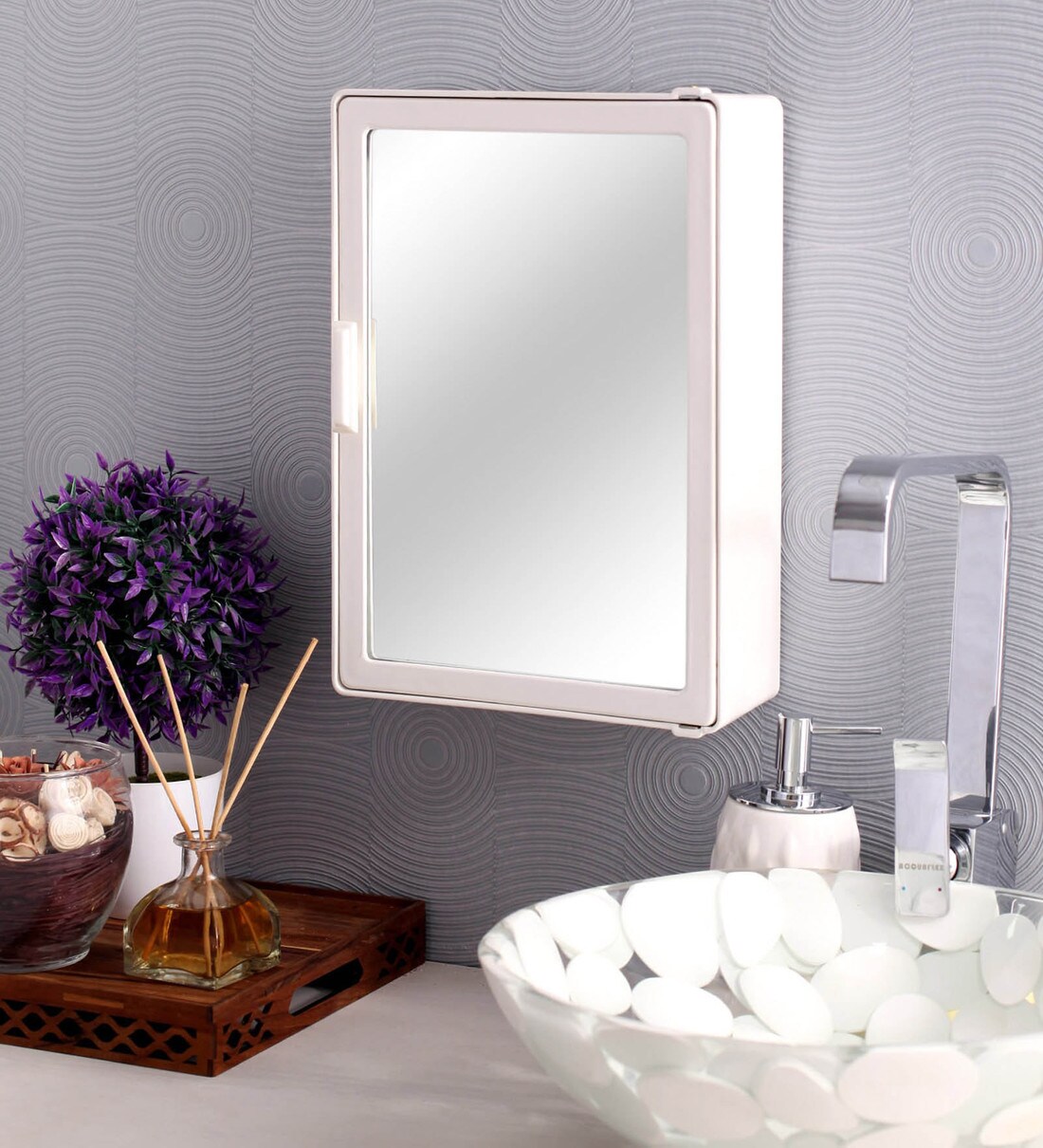 Buy Plastic White 4 Compartment Bathroom With Mirror at 48 OFF