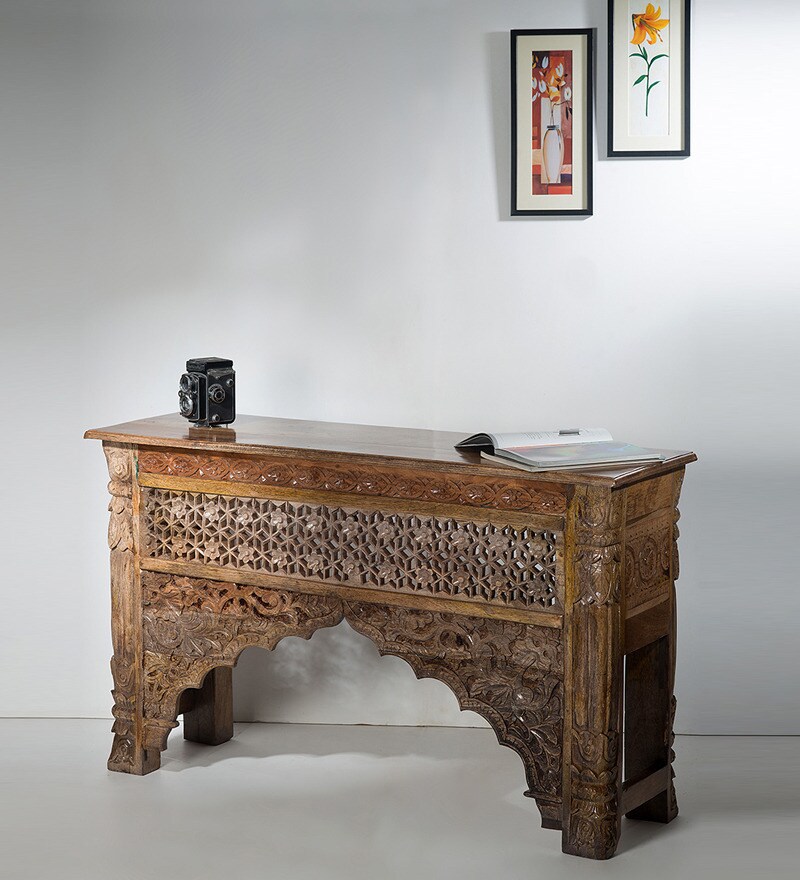 Rajputana Carved Mango Wood Console Table by Mudramark Online Console