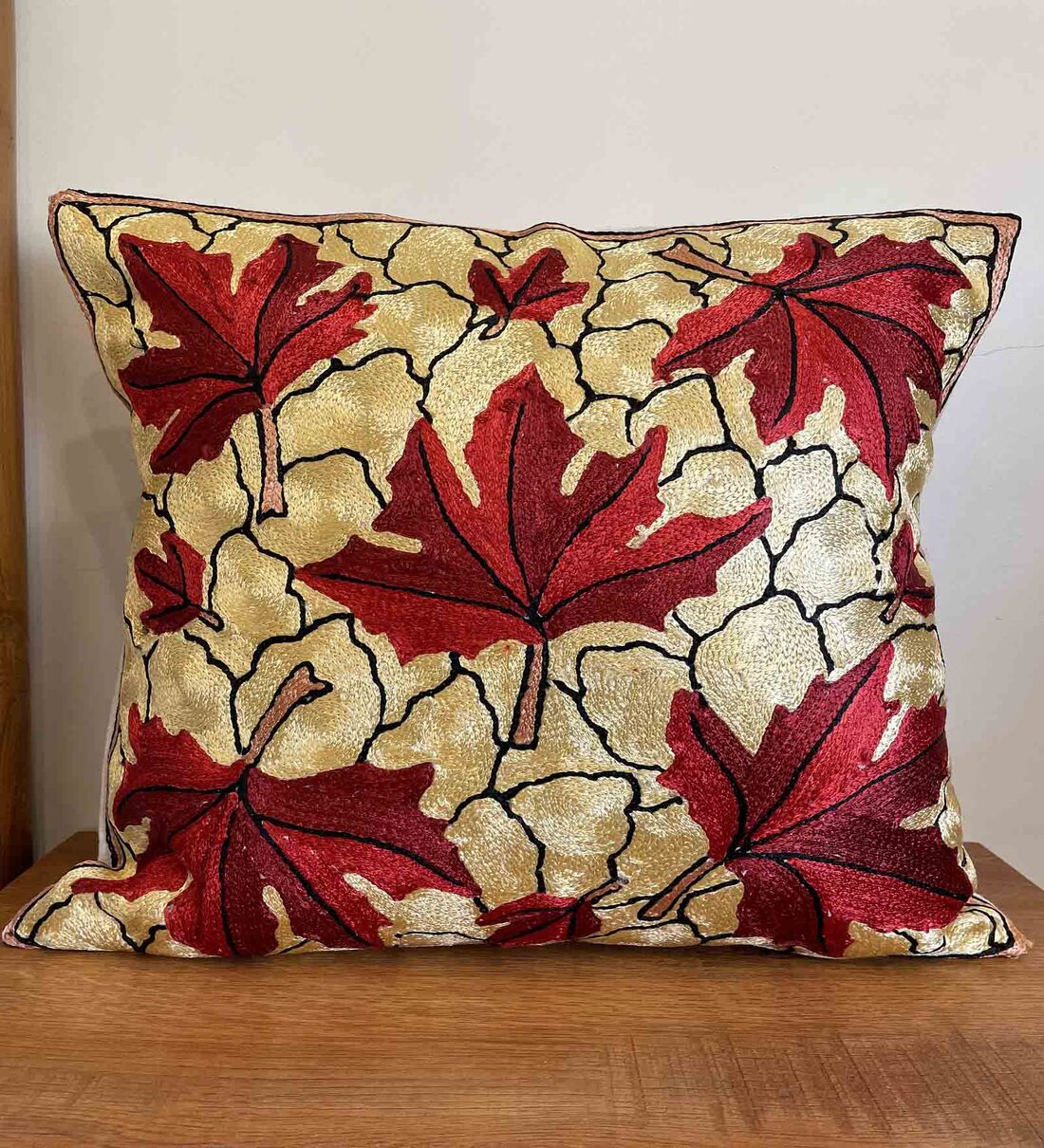 Buy Red Floral Cotton 16 x 16 Inch Cushion Cover by Tesu Online Nature Print Cushion Covers