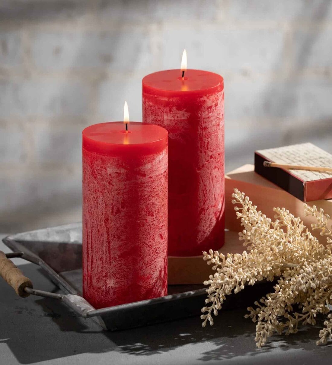 Buy Red Wax Scented Pillar Candles Set Of 2 at 52 OFF by Aromatic