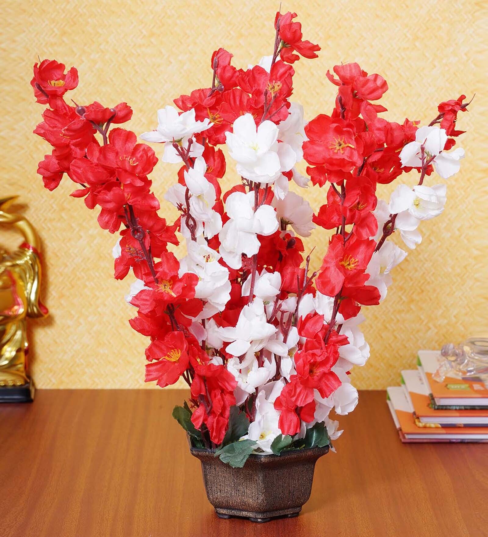 Buy Red Fabric & Plastic D cor Artificial Flowers Online Artificial