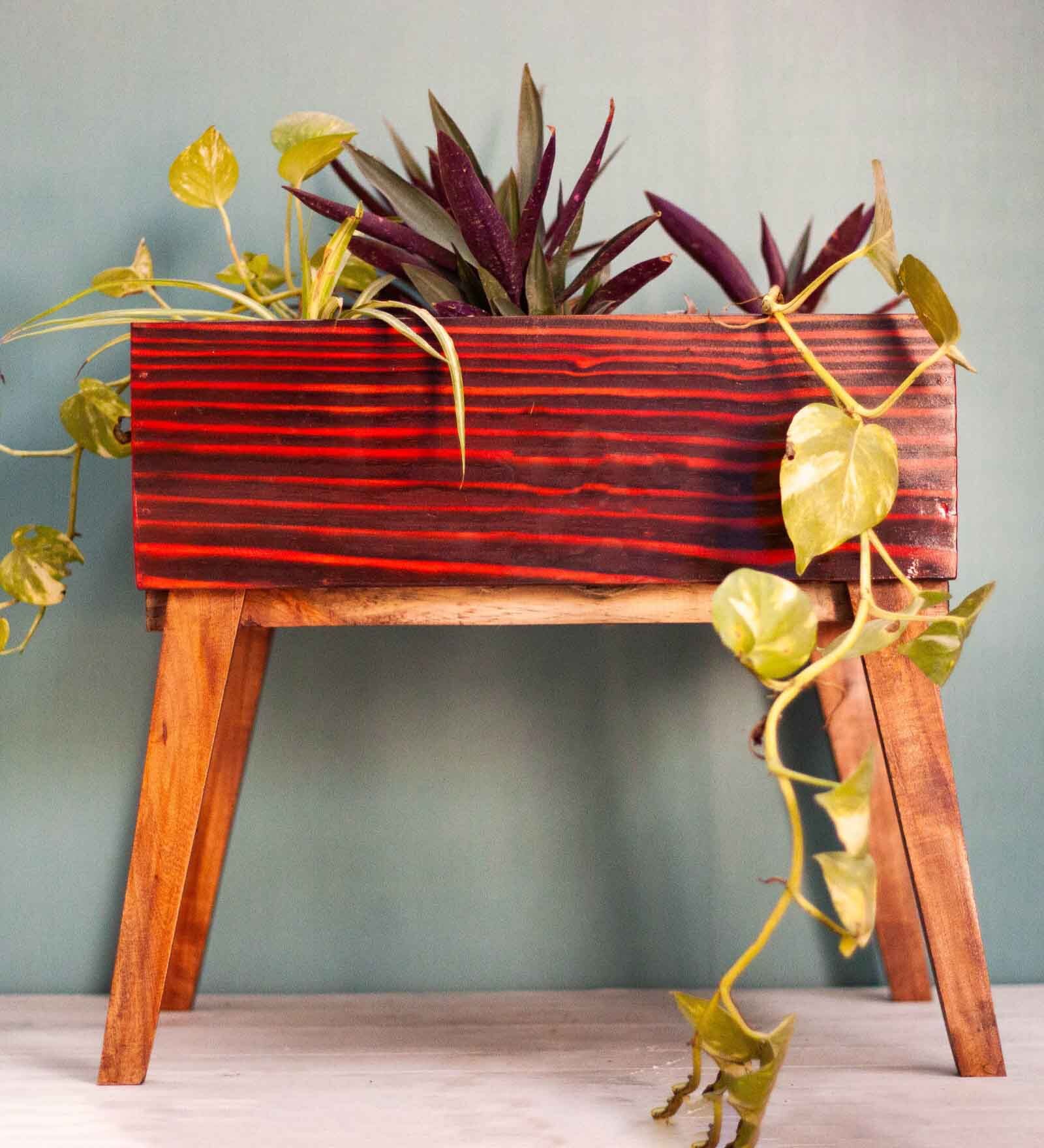 Buy Red Pinewood Box Planter Stand at 27 OFF by Soulspiti Pepperfry