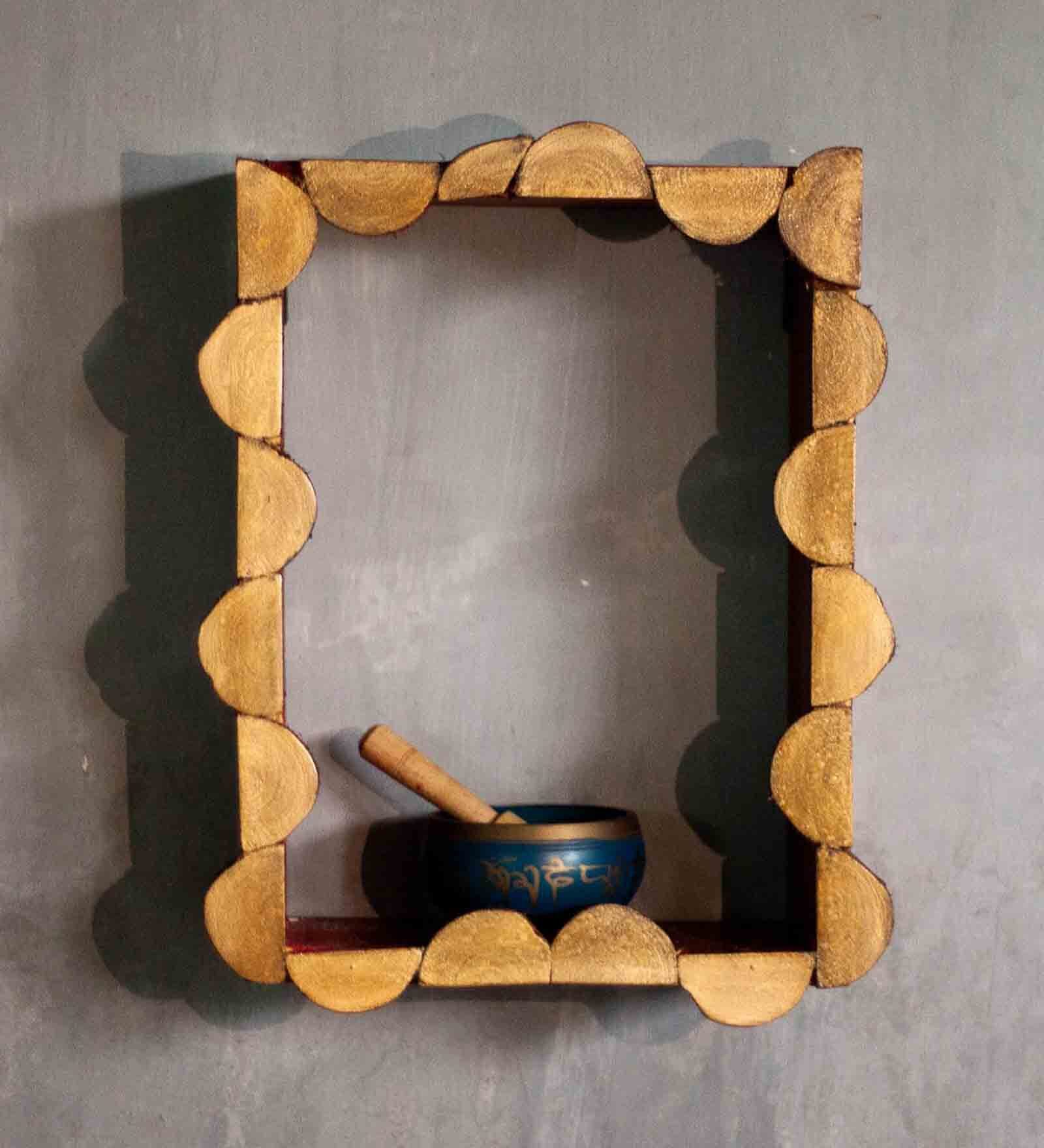 Buy Red Solid Wood Agni Handmade Retro Wall Shelf Online Traditional