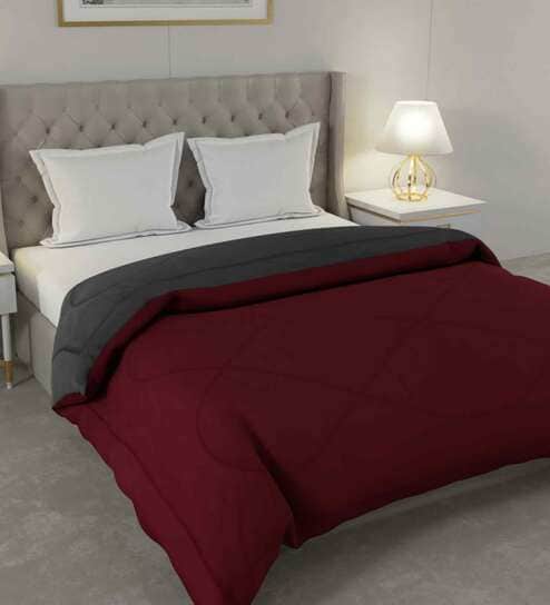 Red and Grey Reversible Cotton 250 AC Room Double Bed Comforter