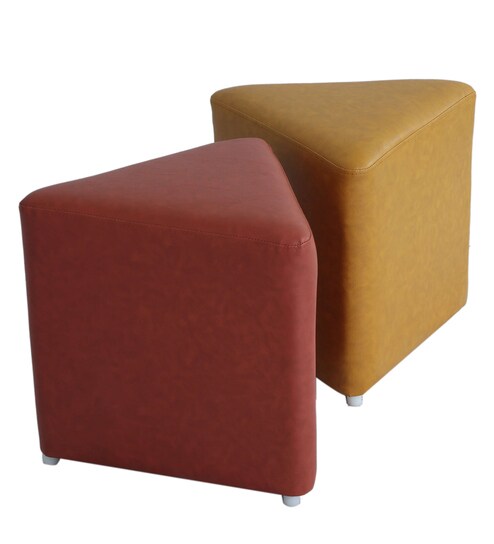 Buy Renzo Set Of Two Ottomans In Tan Brown And Yellow Colour By