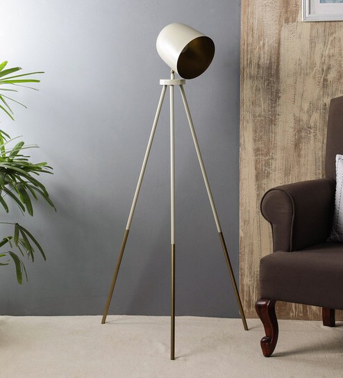 Buy Margot Beige Metal Shade Tripod Floor Lamp With Metal Base By
