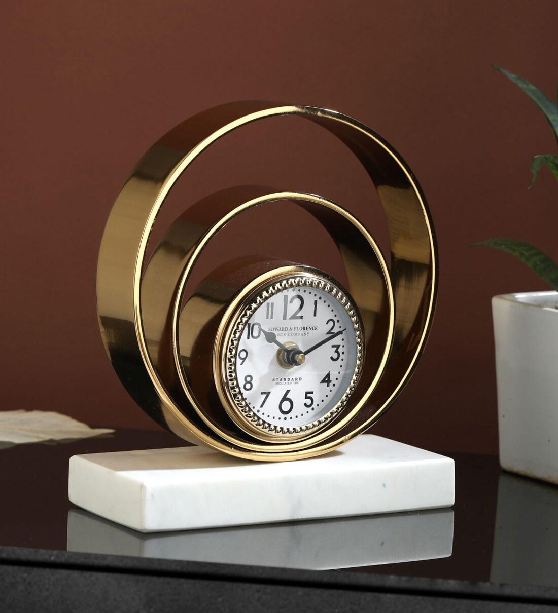 Buy Rings Of Saturn Gold Aluminium Table Clock Online Table Clocks
