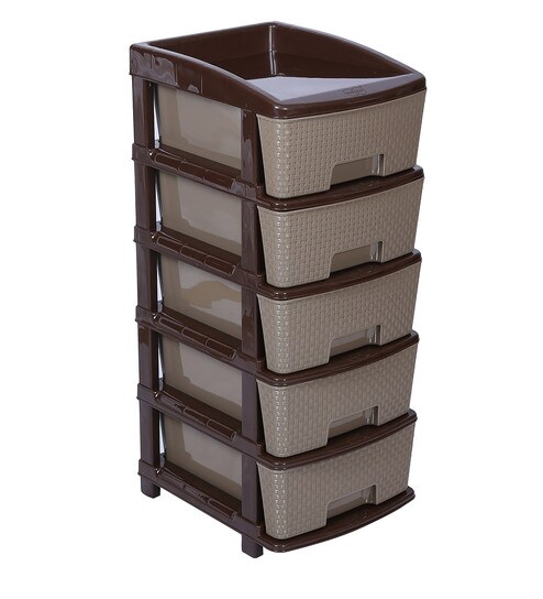 Buy Ricky 5 Tier Chest Of Drawers In Dark Grey Colour By Sgs