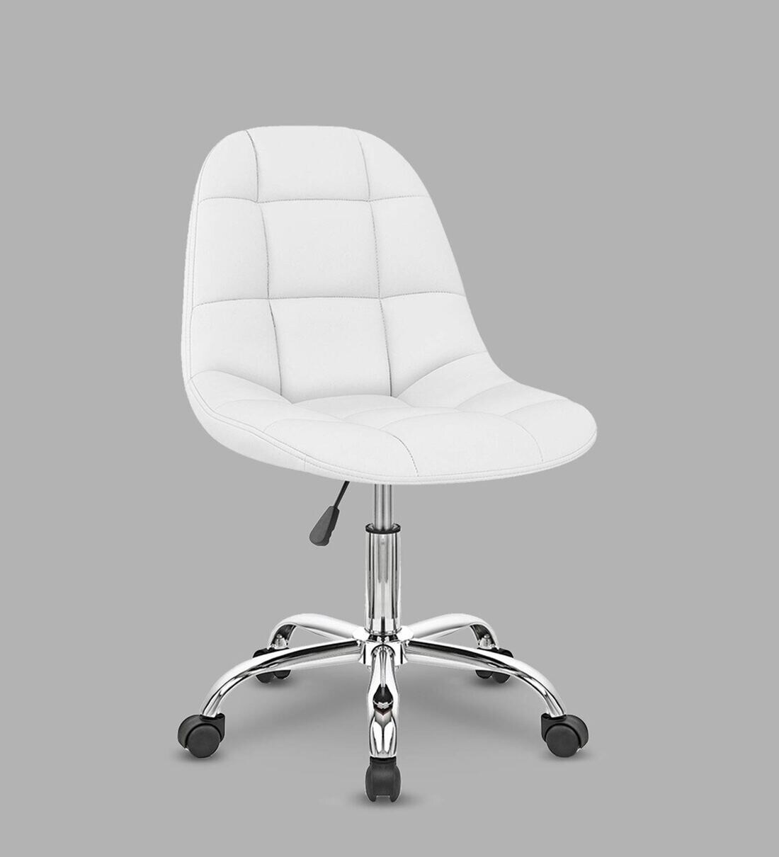 Buy Rochelle Leatherette Guest Chairs in White Colour Online Guest