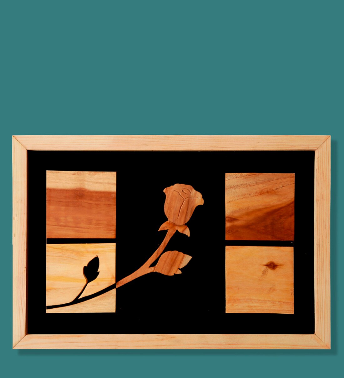 Buy Rose With Two Flowers Hand Crafted Teak Wood By Handzon at 43 OFF