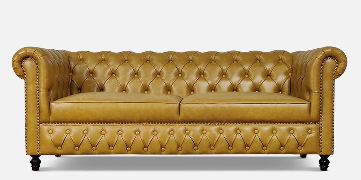 Buy Viterbo Chesterfield 2 Seater Sofa In Mustard Yellow Finish at 28