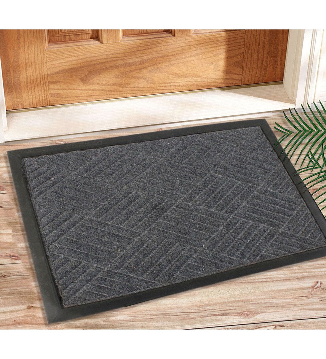 Buy Grey Coir Plain Solid 24X16 Inch Stain Resistant Door Mat at 62