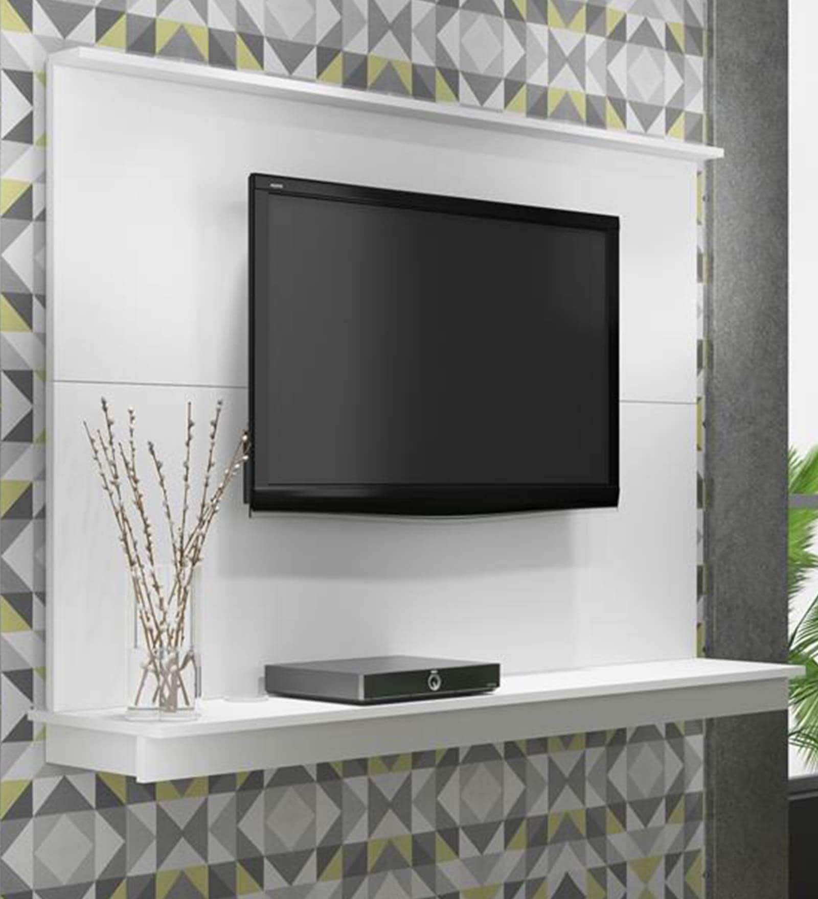 wall mounted white tv unit