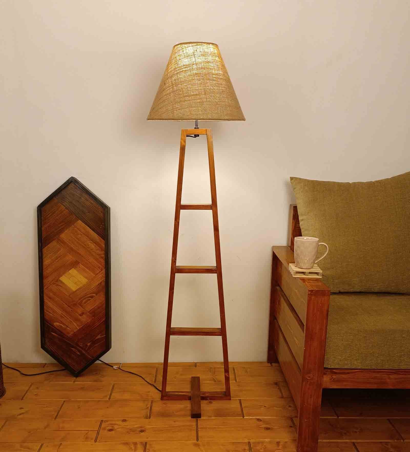 Buy Salita Beige Jute Shade Novelty Floor Lamp With Wood Base By