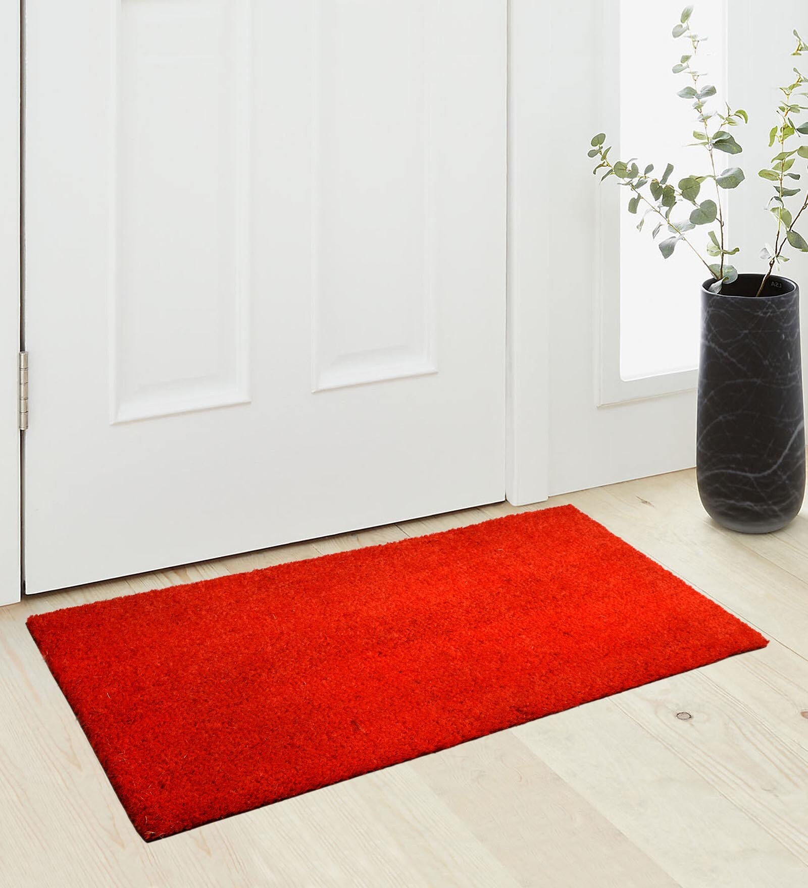 Buy Red Coir Plain Solid 36X18 Inch Stain Resistant Door Mat by Saral