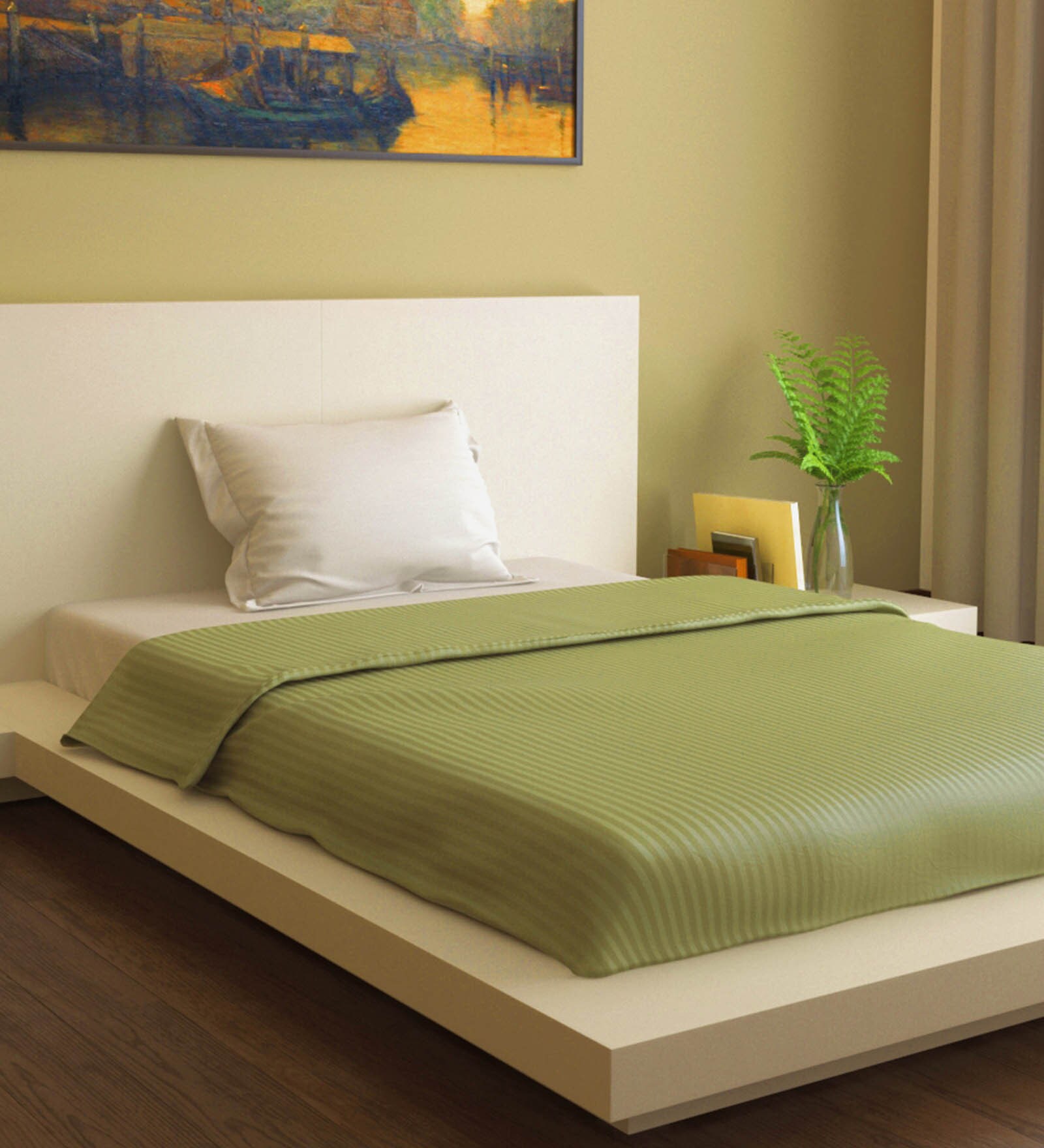 Buy Sateen Green 100 Cotton Single Bed Duvet Cover By Mark Home Online